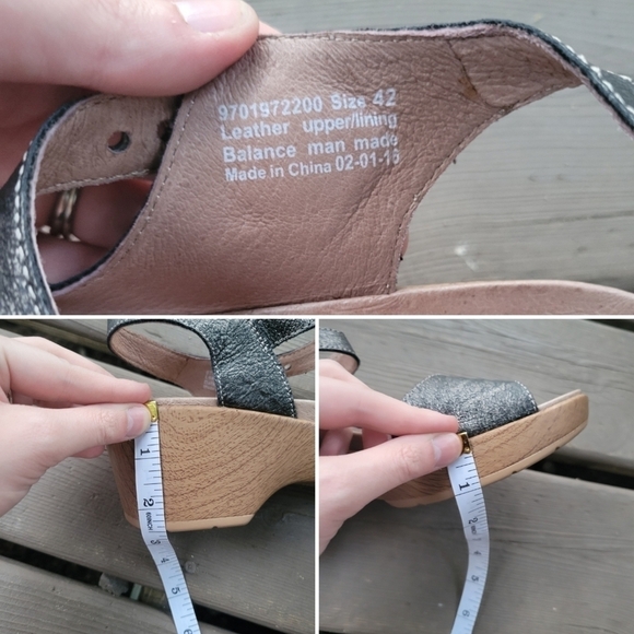 Dansko Joanie Metallic Pewter Leather Ankle Strap Buckle Platform Sandals 42 - Picture 8 of 9